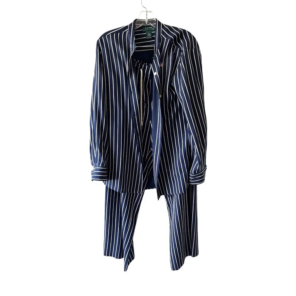 Vintage Lauren Ralph Lauren Silk Pinstripe Matching Set Size 10